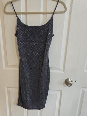 Windsor Charcoal Sparkle Mini Slip Dress Size Small